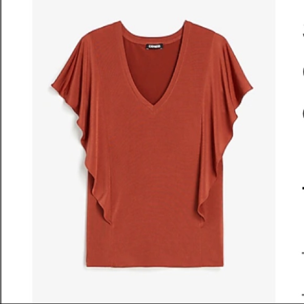 Express Ruffle sleeve v neck medium henna